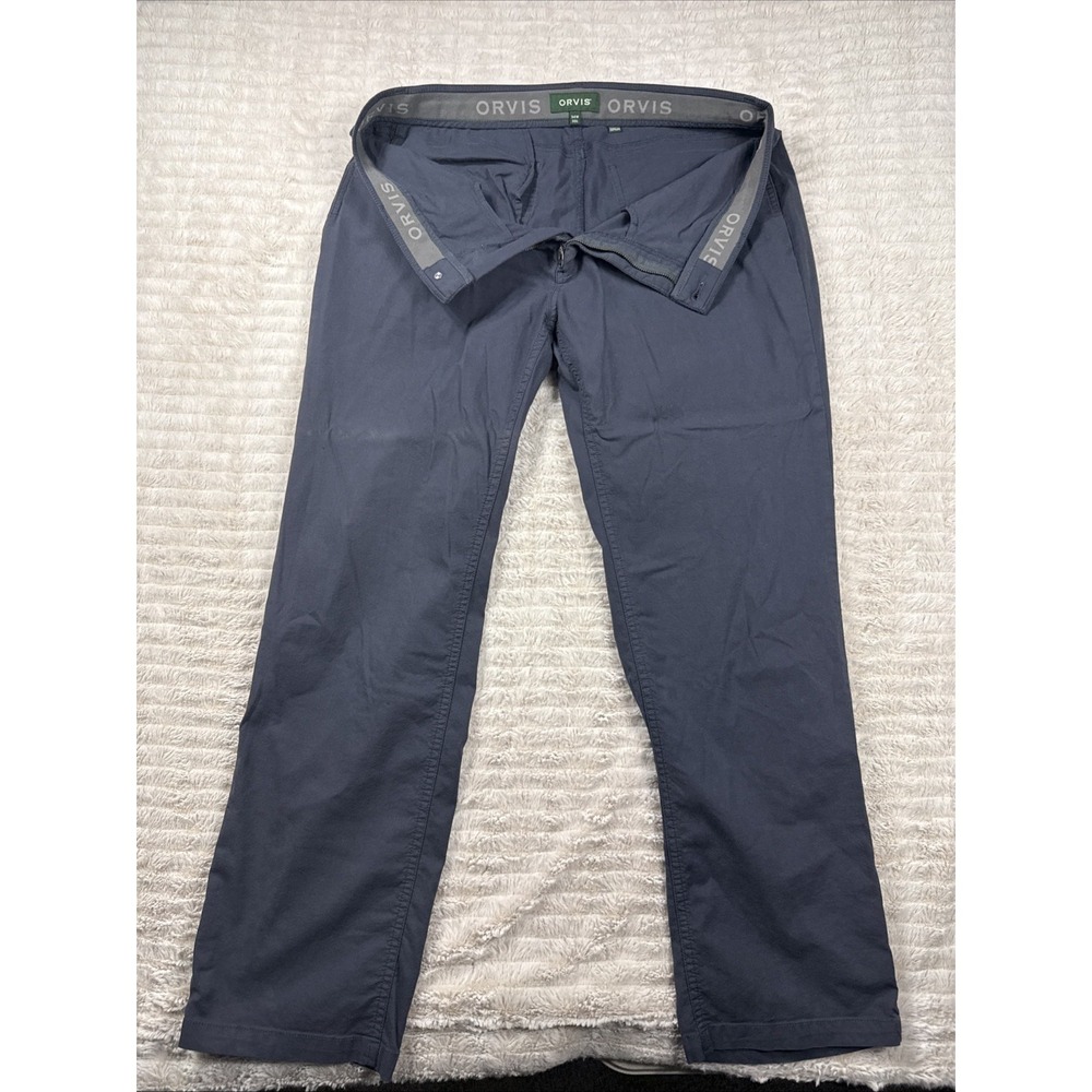 Orvis Pants Tech Pant 34x30 Hike Travel Water Resistant Stretch Fabric Navy Blue